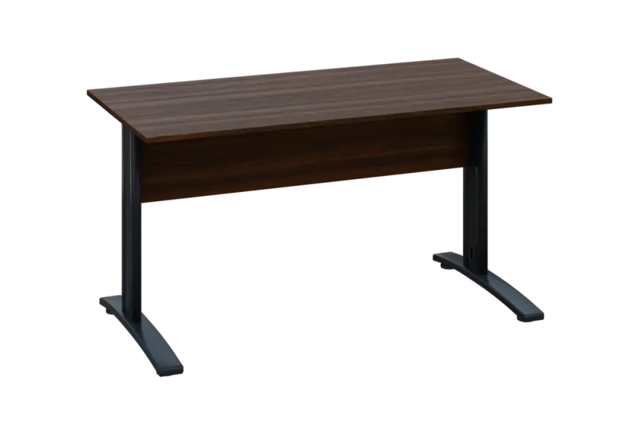 EPK 27 - 14 stůl kancelářský, kovová podnož černá, deska 25 mm, široký 1400 mm, ořech královský